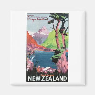Aimant Poster de voyage de South Island Nouvelle-Zélande