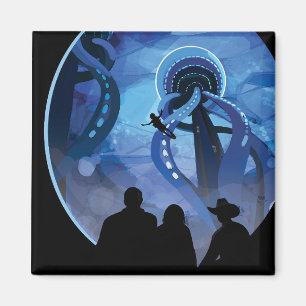 Aimant Poster de voyage Retro Space - Jupiter's Moon Euro