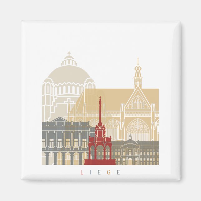 Aimant Poster du skyline Liege (Devant)