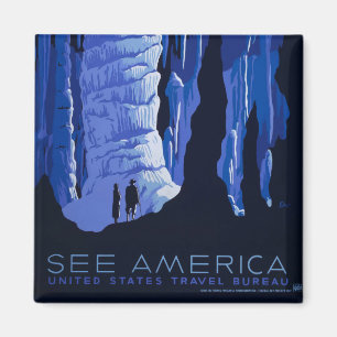 Aimant Poster du Vintage voyage de la caverne de voyage d