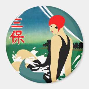 Aimant Poster touristique japonais 1930 Art Déco Girl