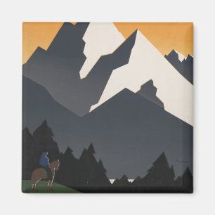 Aimant Poster vintage Promouvoir Les Voyages Au Montana.