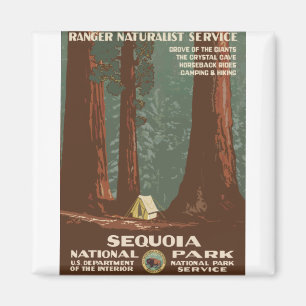 Aimant Poster Vintage voyage Camp du parc national Sequoi