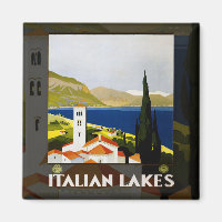 Poster Vintage voyage des lacs italiens