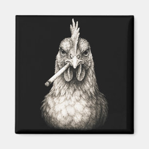 Aimant Poulet drôle fumant une cigarette Mème de la génér