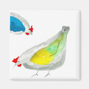 Aimant Poulets mignons aquarelle