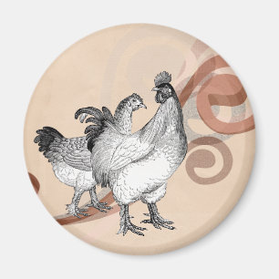 Aimant Poulets vintages à la cochine