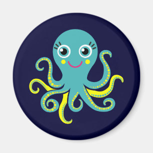 Aimant Poulpe bleu et jaune