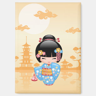 Aimant Poupée Maiko Kokeshi - Cute Japonaise Geisha Girl