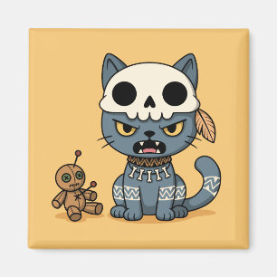 Aimant Poupée Vaudou Chat Sorcière Jaune