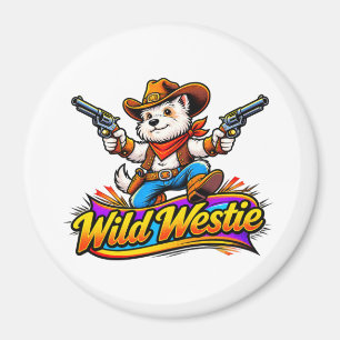 Aimant pour réfrigérateur Cowboy Chien Westie (Cré