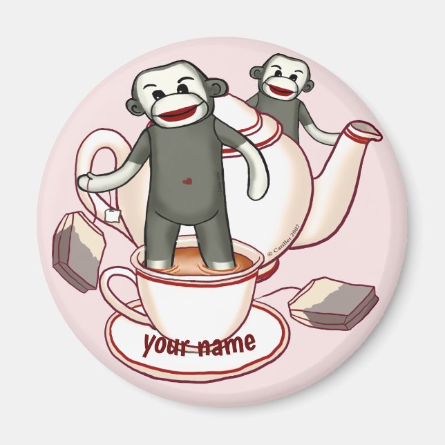 Aimant pour théière Sock Monkey (Devant)