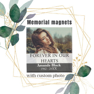 Aimant Pour toujours dans nos coeurs, mémorial photo pers