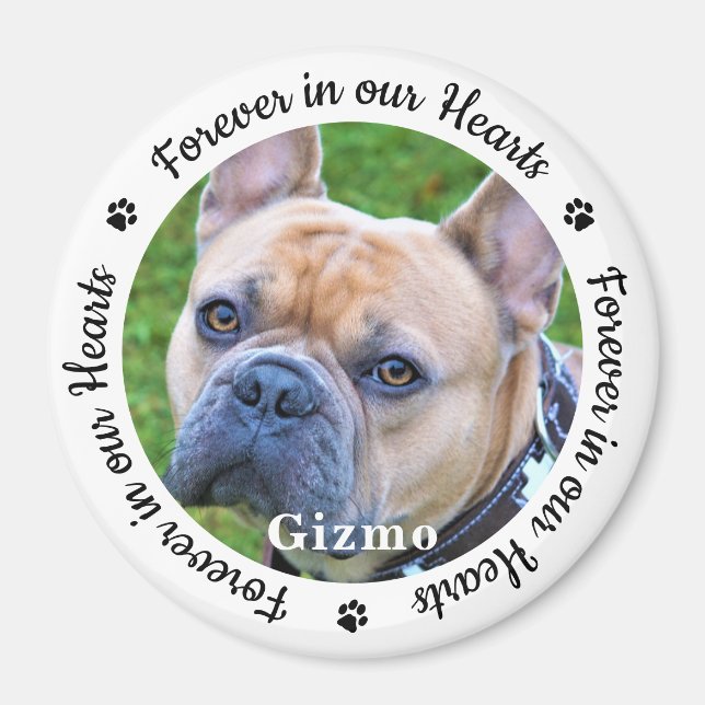 Aimant Pour toujours dans nos coeurs Photo Pet Dog Memori (Devant)