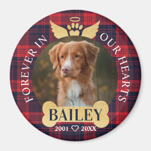 Aimant Pour toujours dans nos coeurs Rouge Plaid Pet phot