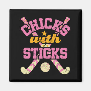 Aimant Poussins avec bâtons Field Hockey Femmes