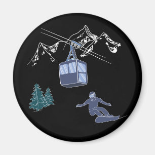 Aimant Powder to the People Snowboarder Station de ski
