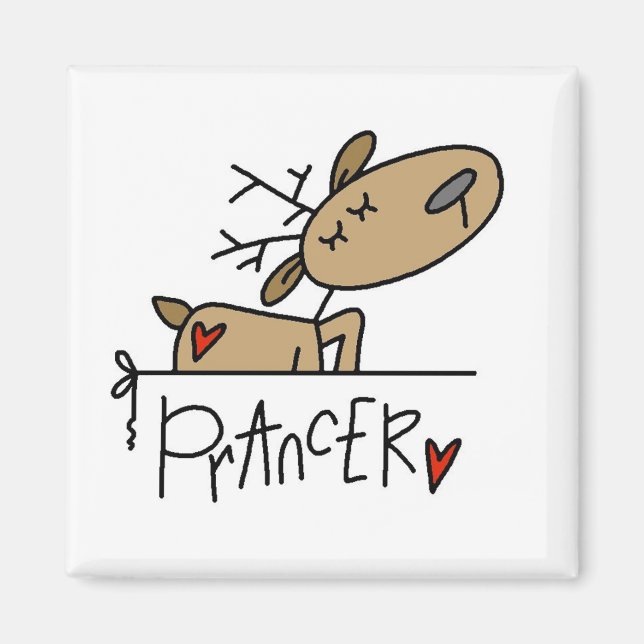 Aimant Prancer Reindeer T-shirts et cadeaux de Noël (Devant)