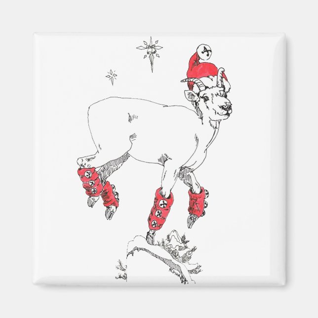 Aimant Prancing de chèvre de Noël pendant la fête de vaca (Devant)