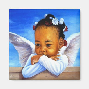 Aimant Precieux Baby Angel African American Cherub
