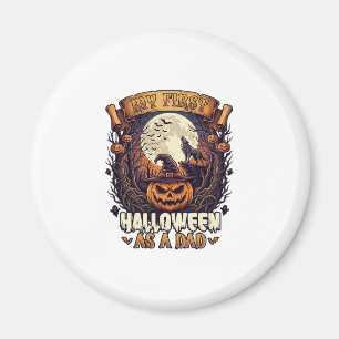 Aimant Premier Halloween en tant que papa citrouille loup