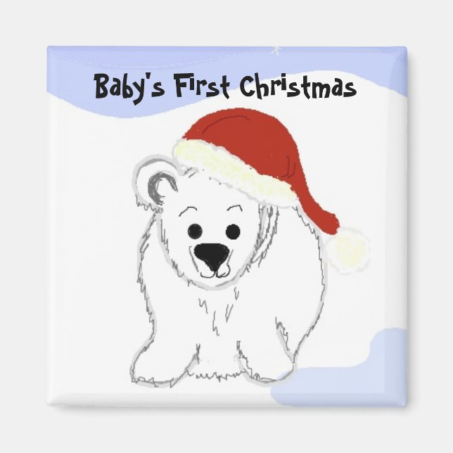 Aimant Premier Noël de l'ours polaire (Devant)