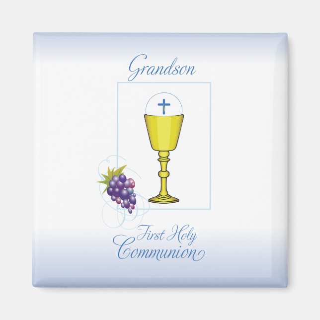 Aimant Première communion de petit-fils, Chalice avec hôt (Devant)