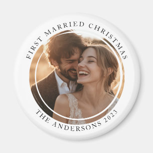 Aimant Première photo personnalisée de Noël marié