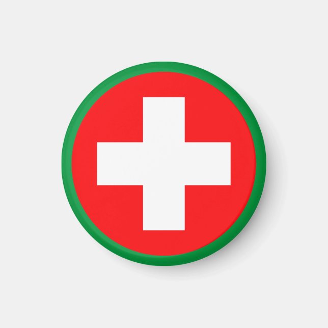 Aimant Premiers soins - Médic (croix) - Ambulance, Aide (Devant)