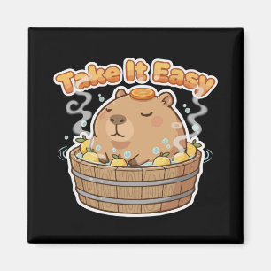 Aimant Prends les choses calmement, joli capybara   Drôle