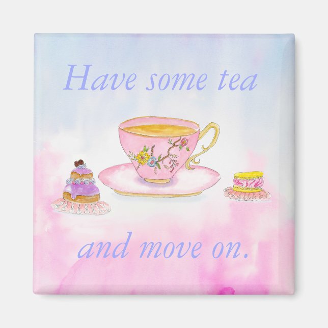 Aimant Prenez du thé et passez sur l'aquarelle Teatime (Devant)