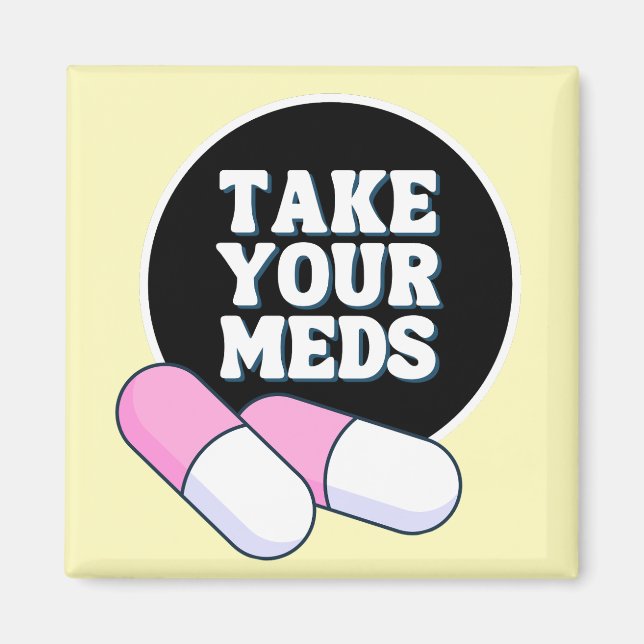 Aimant Prenez vos médicaments | Black Gentle Reminder (Devant)