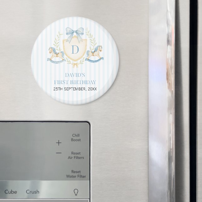 Aimant Preppy Rocking Horse First Birthday (In situ (réfrigérateur))