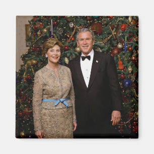 Aimant Président George Bush, Laura Christmas Maison Blan