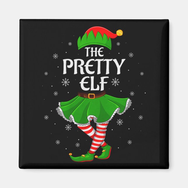 Aimant Pretty Elf Christmas Family Girls Women Elf Squad  (Devant)
