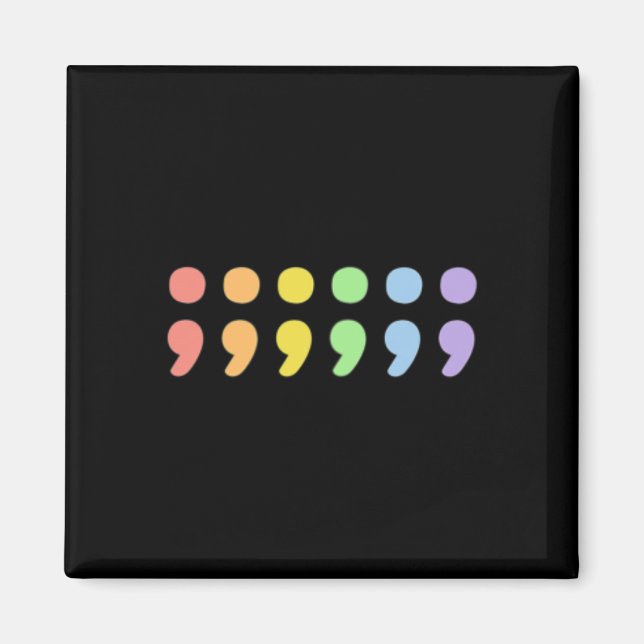 Aimant Pride Santé Mentale Semicolon Lgbtqia+ Lgbt Pastel (Devant)