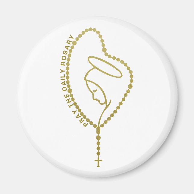 AIMANT PRIEZ LE QUOTIDIEN ROSARY VIRGIN MARY GOLD (Devant)