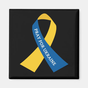 Aimant Priez pour l'Ukraine Ruban bleu jaune