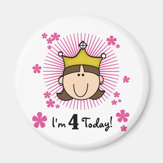 Aimant Princess 4th Birthday Tshirts et cadeaux (Devant)