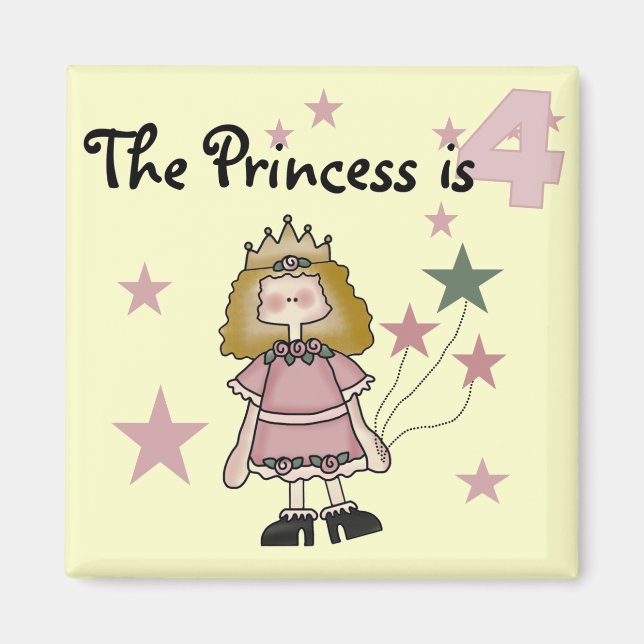 Aimant Princess 4th Birthday Tshirts et cadeaux (Devant)