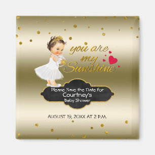 Aimant Princess Gold Baby shower Enregistrer la date   So