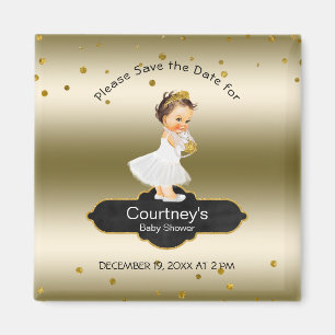 Aimant Princesse Baby shower Enregistrer la date Elegant 