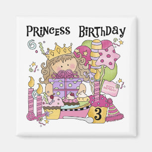 Aimant Princesse de fête 3e anniversaire Tshirts et cadea
