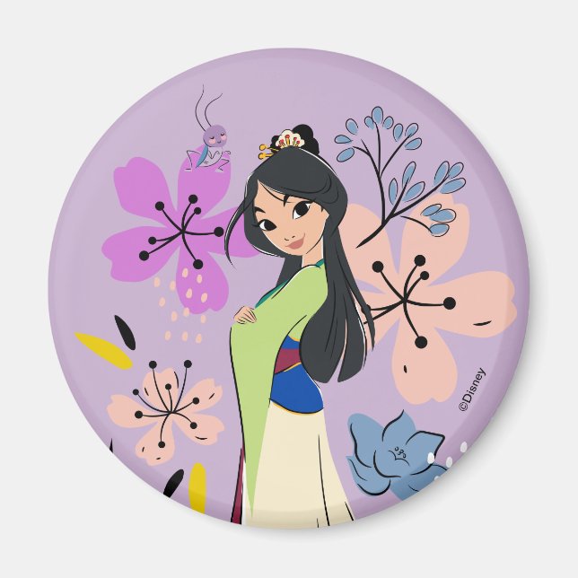 Aimant Princesse Disney | Mulan dans le jardin (Devant)
