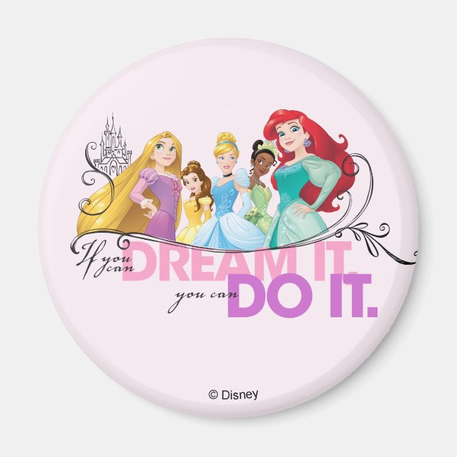 Aimant Princesse Disney | Ne jamais renoncer (Devant)