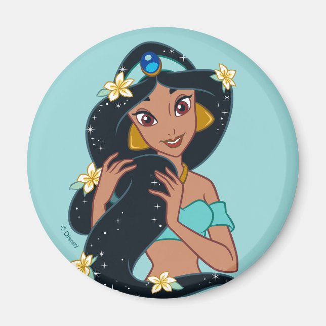 Aimant Princesse Jasmine - Cheveux et fleurs étincelants (Devant)