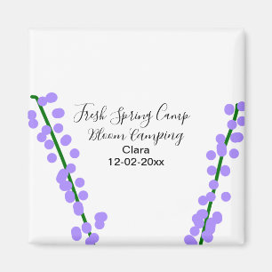 Aimant Printemps frais camping lavande fleurs nom date si