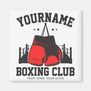 Aimant Pro Boxer AJOUTER NOM Gants rouges Boxer Ring Trai