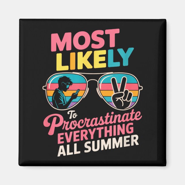 Aimant Procrastinator Gift Funny Summer Quote Lazy Lifest (Devant)