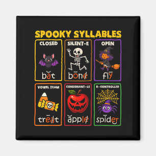 Aimant Professeur de lecture Halloween Syllabes Effrayant
